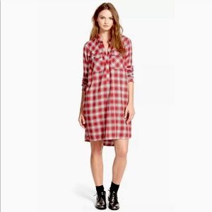 Madewell Flannel Shirtdress Red Plaid